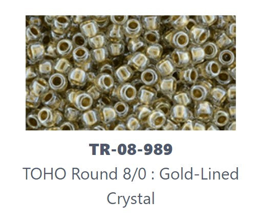 TOHO TR-08-989   8/0 Gold Lined Crystal Seed Beads - 5 or 10 Grams