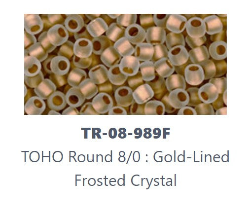 TOHO TR-08-989F   8/0 Frosted Gold Lined Crystal Seed Beads - 5 or 10 Grams