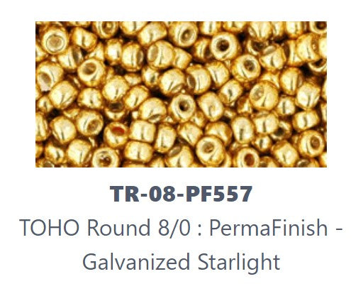 TOHO TR-08-PF557  8/0 Permafinish Galvanized Starlight Gold Seed Beads - 5 or 10 gm