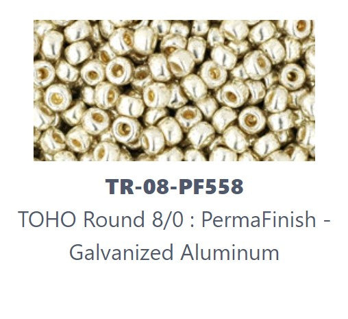 TOHO TR-08-PF558  8/0 Permafinish Galvanized Aluminum Seed Beads - 5 or 10 gm