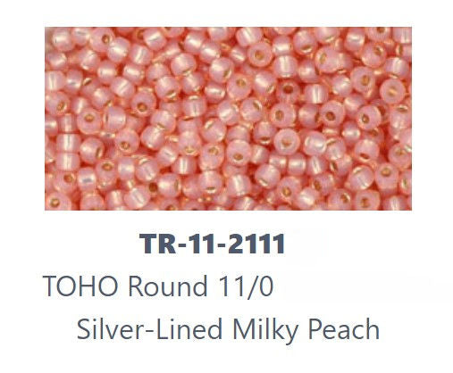 TOHO TR-11-2111  11/0 Silver Lined Milky Peach Seed Beads - 5 gm