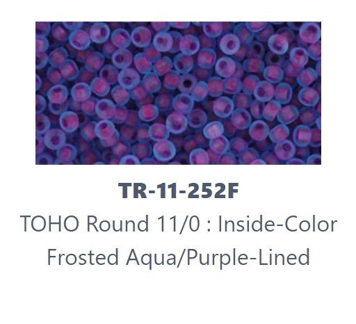 TOHO TR-11-252F  11/0 Purple Lined Frosted Aqua Seed Beads - 5 or 10 gm