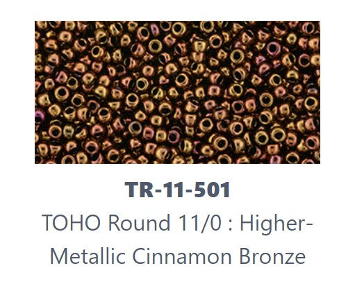 TOHO TR-11-501 11/0 Perles de rocaille métalliques supérieures en bronze, 5 ou 10 g