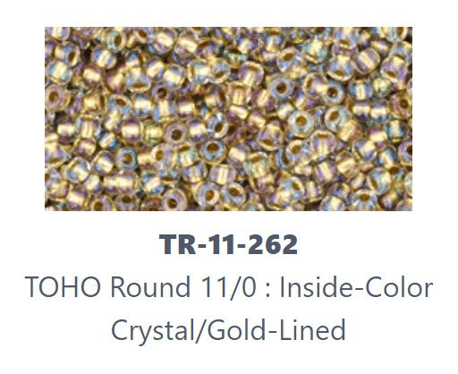 TOHO TR-11-262  11/0  Gold Lined Inside Slight Rainbow Effect Crystal Seed Beads, 5 or 10 gm