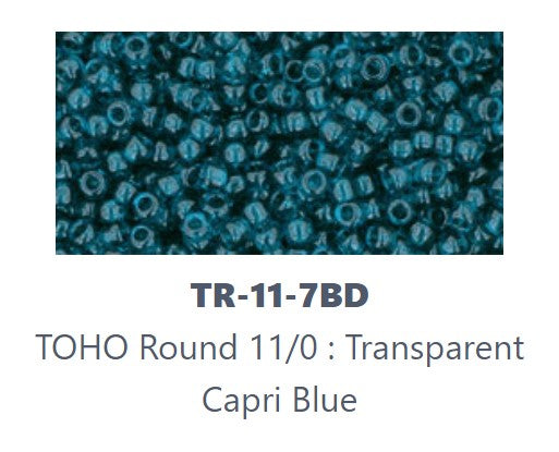 TOHO TR-11-7BD  11/0 Transparent Blue Zircon Seed Beads, 5 gm