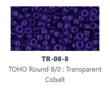 TOHO TR-8-8 - Perles de graines bleu cobalt transparentes 8/0, 5 ou 10 g