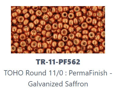 TOHO TR-11-PF562 11/0 Perles de rocaille Permafinish galvanisées orange brûlé par le soleil, 5 ou 10 g