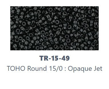 TOHO TR-15-49  15/0 Opaque Jet Black Seed Beads, 5 gm