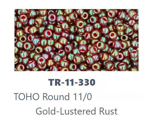 TOHO TR-11-330  11/0 Gold Lustered Rust / Maroon Seed Beads, 5 gm