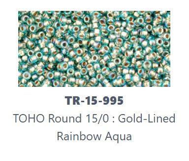 TOHO TR-15-995 aqua duhové perličky s bronzovou podšívkou, 5 g