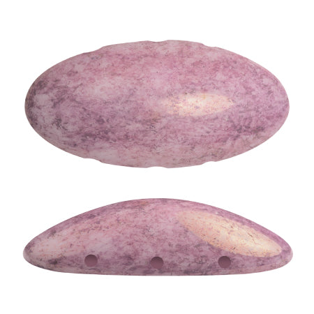 "New Athos®" par Puca®   03000-14494  Opaque Light Rose Ceramic Look Oblong Flatback 3-Hole Czech Bead, 10 x 20 mm - 1 Bead