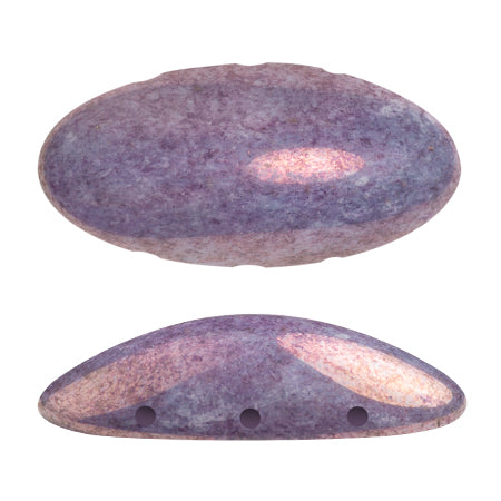 "New Athos®" par Puca®   03000-15726  Opaque Mix Amethyst/Gold Ceramic Look Oblong Flatback 3-Hole Czech Bead, 10 x 20 mm - 1 Bead