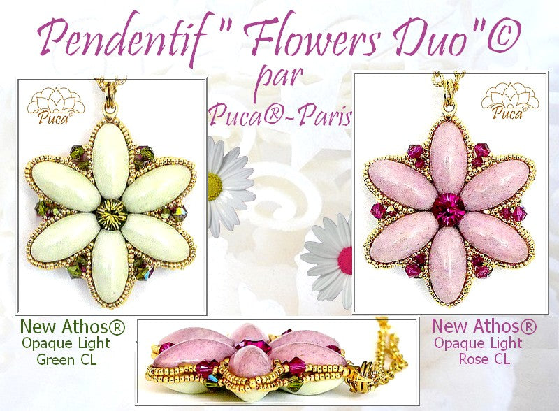 "Flowers Duo"© Pendant par Puca® Free Beading Pattern