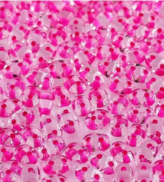 Mini Twin / MiniDuos  2 x 4 mm 00030-44877  Hot Pink Lined Crystal Beads - 5 Grams