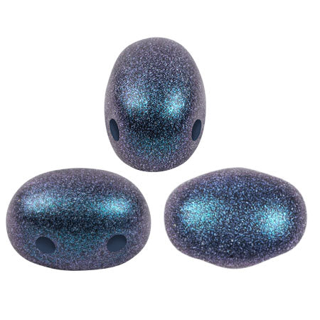 Samos® Par Puca® 5 x 7 mm  23980-29074 Polynesian Blue 2-Hole Czech Glass Beads  - 25 Beads