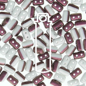 Matubo Rulla 3 x 5 mm 03849-29064  Duet Polychrome Plum and Cream Beads - 5 or 10 gm