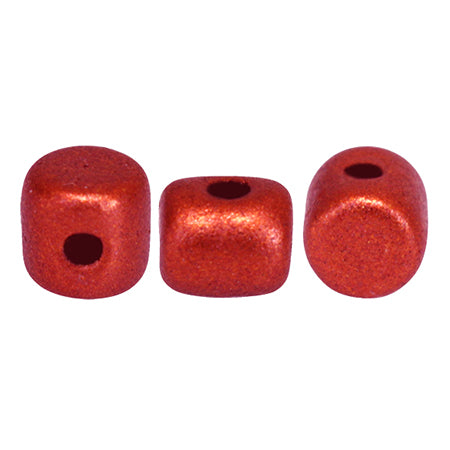 Minos® par Puca® 03000-01890  Red Metallic Matte 2.8 x 3 mm Drum Czech Glass Beads - Approximately 50 Beads