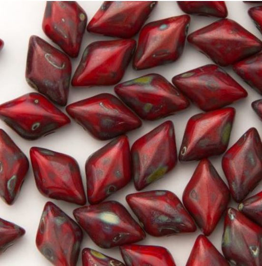 Matubo Gemduo 8 x 5 mm 93200-86805 Opaque Red Picasso Beads - 40 Beads