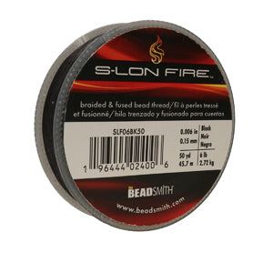 The Beadsmith S-Lon Fire 6 lb. Black Microfused Braided Bead Thread - 50 Yards