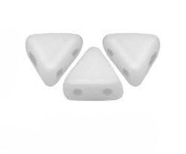 Kheops Par Puca 03000  Opaque White 2-Hole 6 mm Triangle Glass Beads - 5 gm
