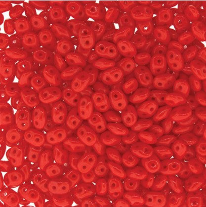 Matubo Superduo 2.5 x 5 mm 93200  Opaque Coral Red Beads - 5 or 10 gm