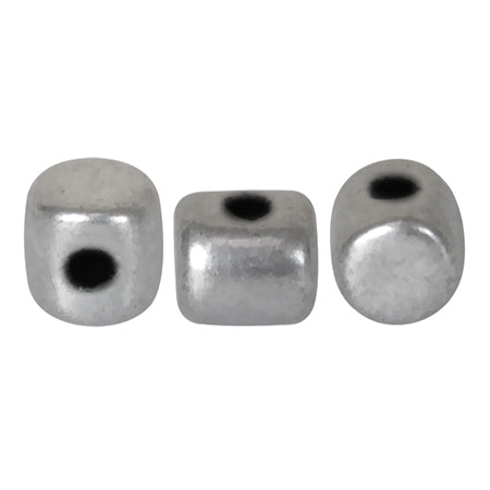 Minos® par Puca® 00030-01700  Silver Aluminum Matte 2.8 x 3 mm Drum Czech Glass Beads - Approximately 50 Beads