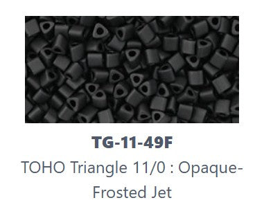 TOHO  TG-11-49F  2 mm 11/0 Opaque Frosted Jet Black Triangle Beads - 5 gm