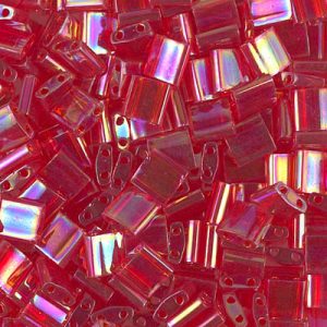 Miyuki Tila TL-254  5 mm 2-Hole Transparent Red AB Beads - 5 or 10 gm