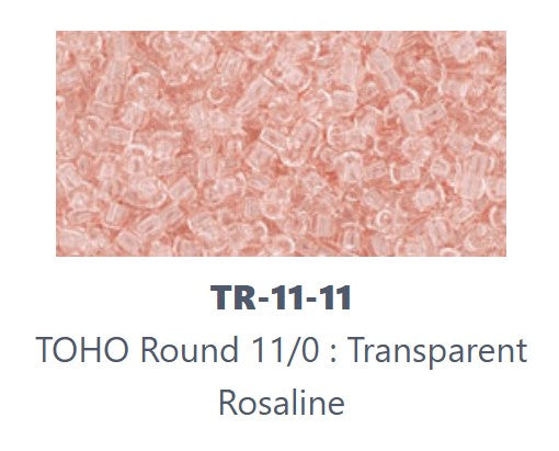 TOHO TR-11-11 11/0 Perles de rocaille Rosaline rose clair transparentes, 5 ou 10 g