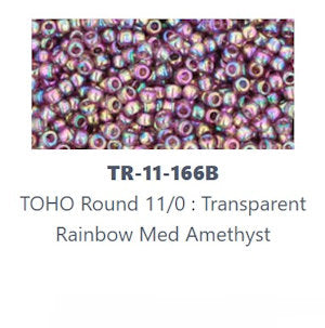 TOHO TR-11-166B  11/0 Transparent Rainbow Medium Amethyst Seed Beads - 5 gm