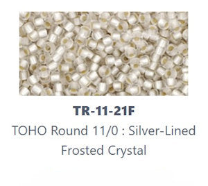 TOHO TR-11-21F  11/0 Silver Lined Frosted Crystal Seed Beads - 5 or 10 gm