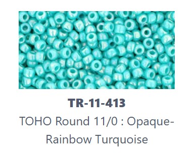 TOHO TR-11-413  8/0 Opaque Turquoise Rainbow Seed Beads - 5 or 10 gm