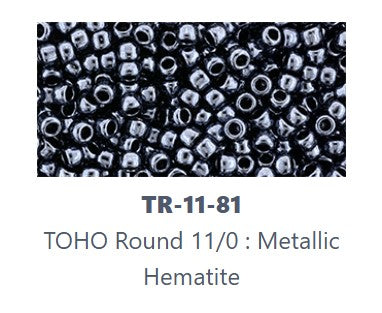 TOHO TR-11-81  11/0 Metallic Hematite Glass Seed Beads - 5 or 10 gm