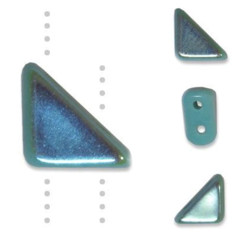 Czech Tango 63120-28701 Turquoise AB 2-Hole 6 mm Triangle Glass Beads - 5 gm