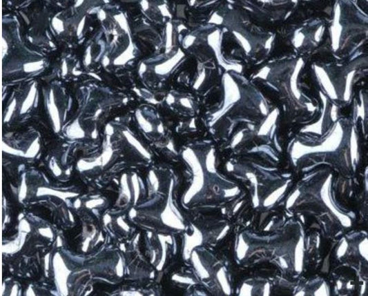 Preciosa Tee Opaque Black Hematite Full Interlocking 23980-27200  2 x 8 mm Czech Glass Beads - 48 Beads