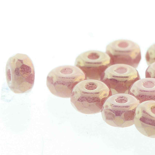 Czech 2 x 3 mm Chalk Violet Luster Faceted Glass Micro Spacers - 25 Beads