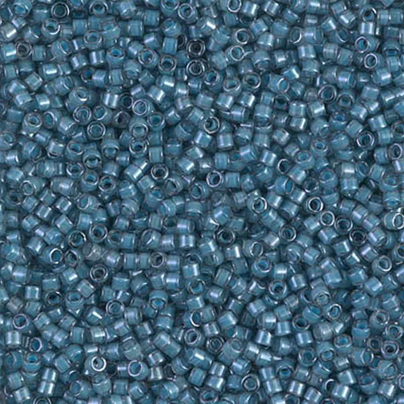 closeup of luminous dusk blue delica beads