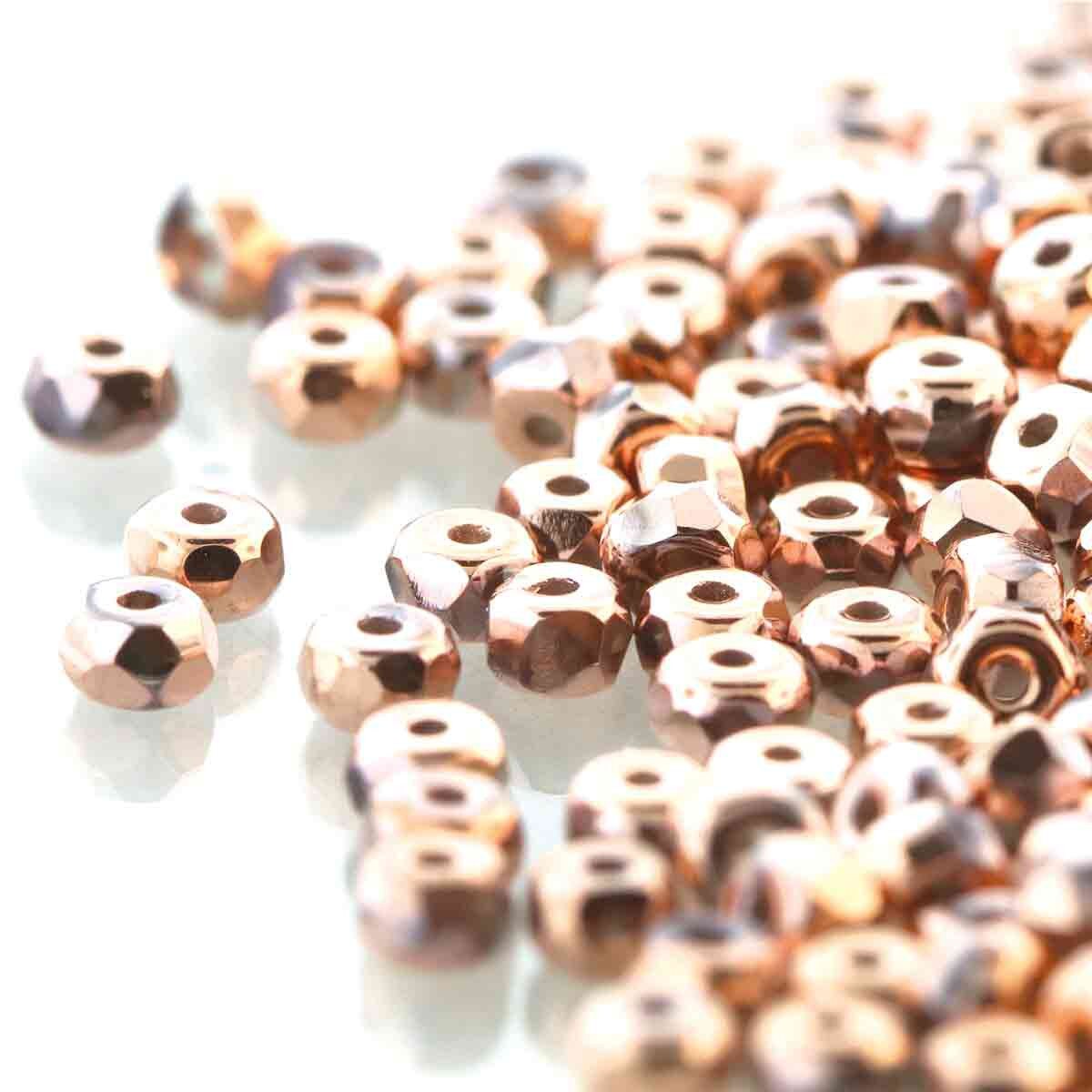 Czech 2 x 3 mm Full Capri Faceted Glass Micro Spacers - 25 Beads