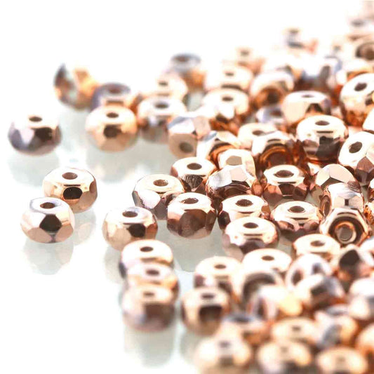 Czech 2 x 3 mm Full Capri Faceted Glass Micro Spacers - 25 Beads