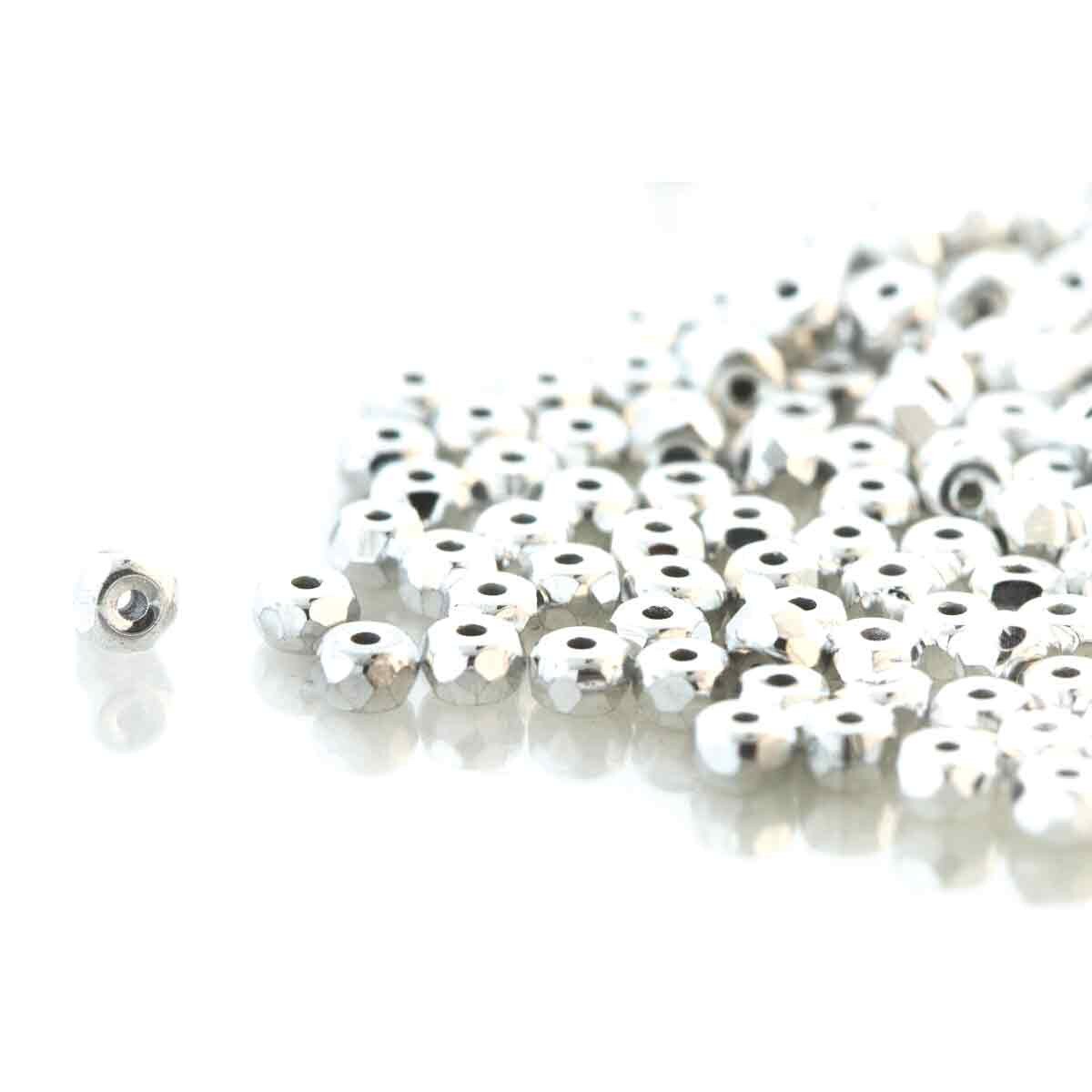 Czech 2 x 3 mm Full Labrador Faceted Glass Micro Spacers - 25 Beads
