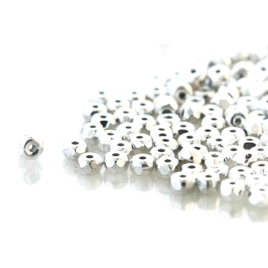 Czech 2 x 3 mm Full Labrador Faceted Glass Micro Spacers - 25 Beads