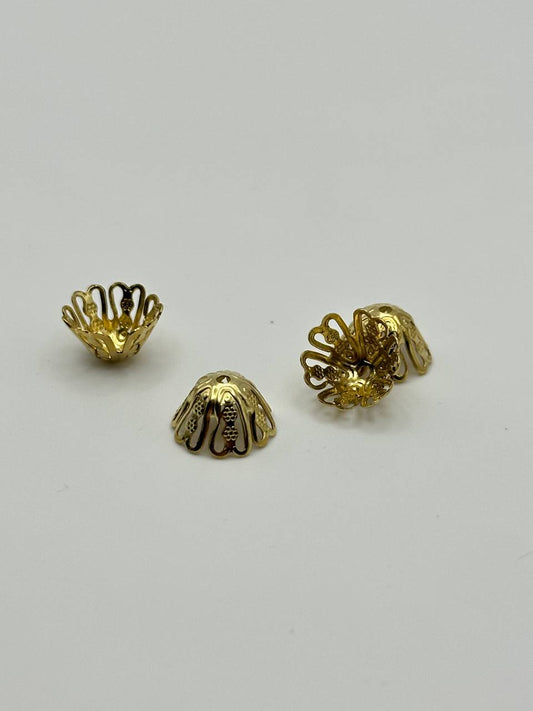 gold plated bead caps filigree basket design
