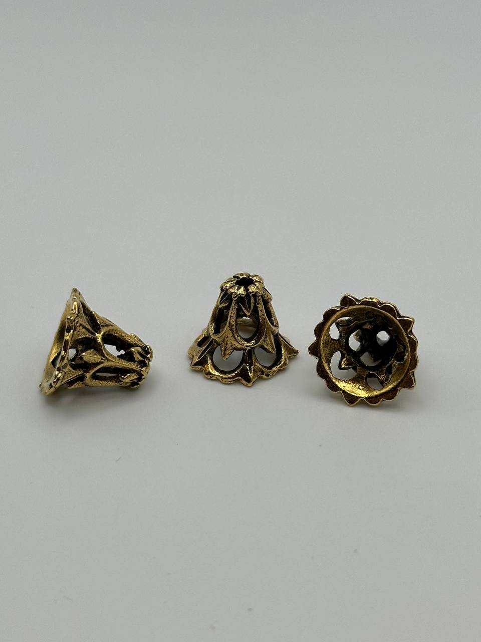 antique gold intricate design connector cones