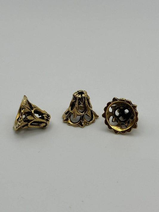 antique gold intricate design connector cones