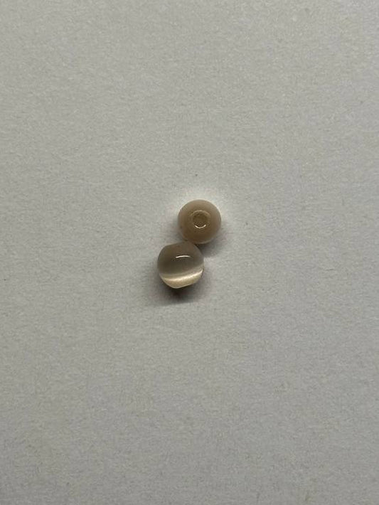 Cat Eye Beige Round Druk Glass Beads 4mm – 2 Beads