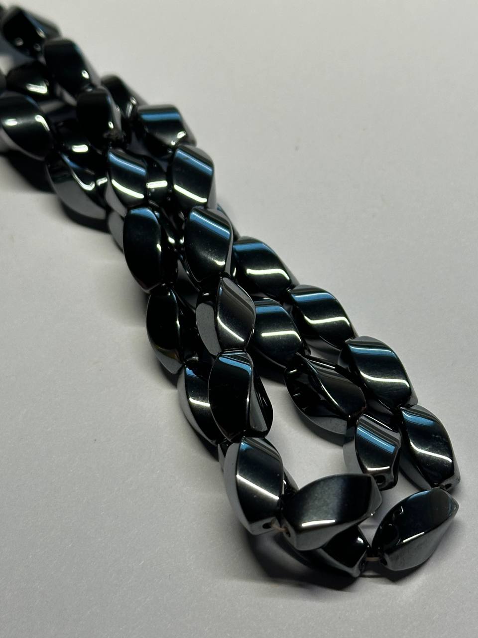 black twisted hematite tube rectangle beads