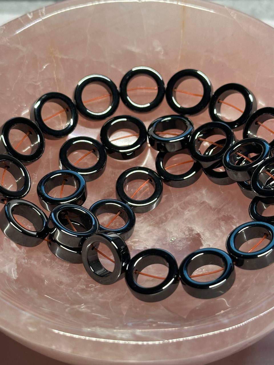 black hematite donut beads