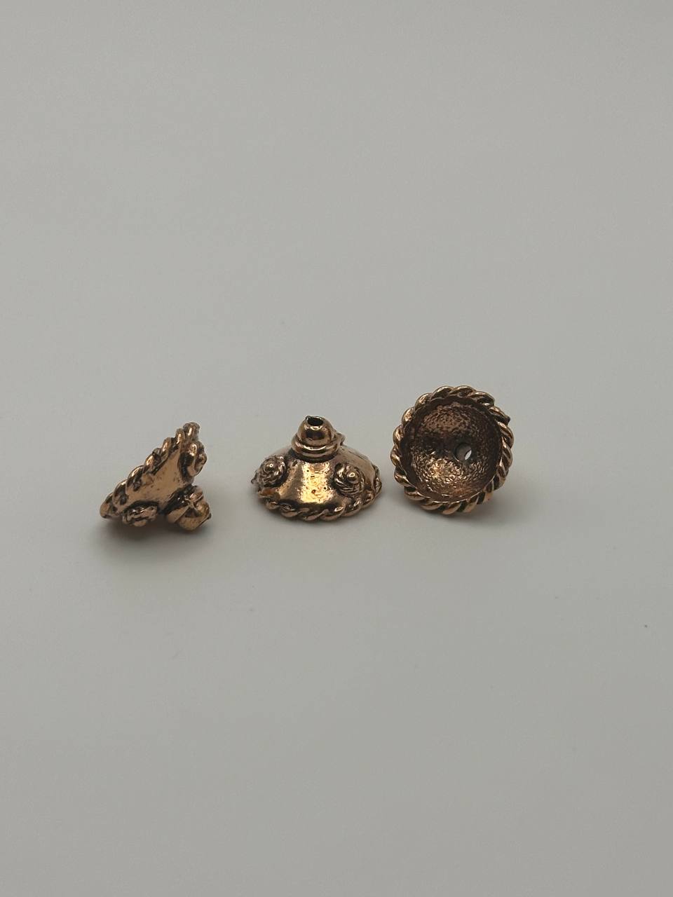 Bali style antique copper bead caps