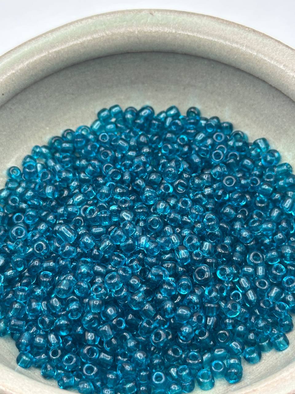 transparent turquoise seed beads