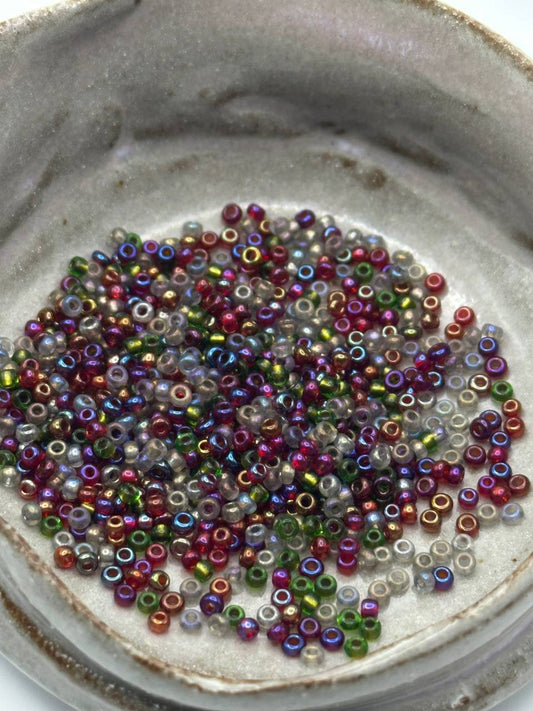 Multicolored beads on a textured surface